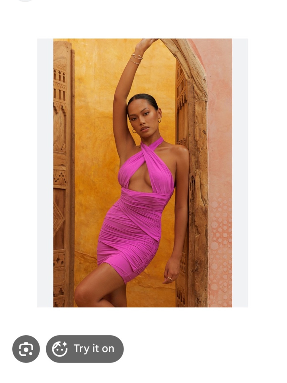 Mistress Rocks Nordstrom House of CB  Pink Crossover Halter Ruched Mini Dress